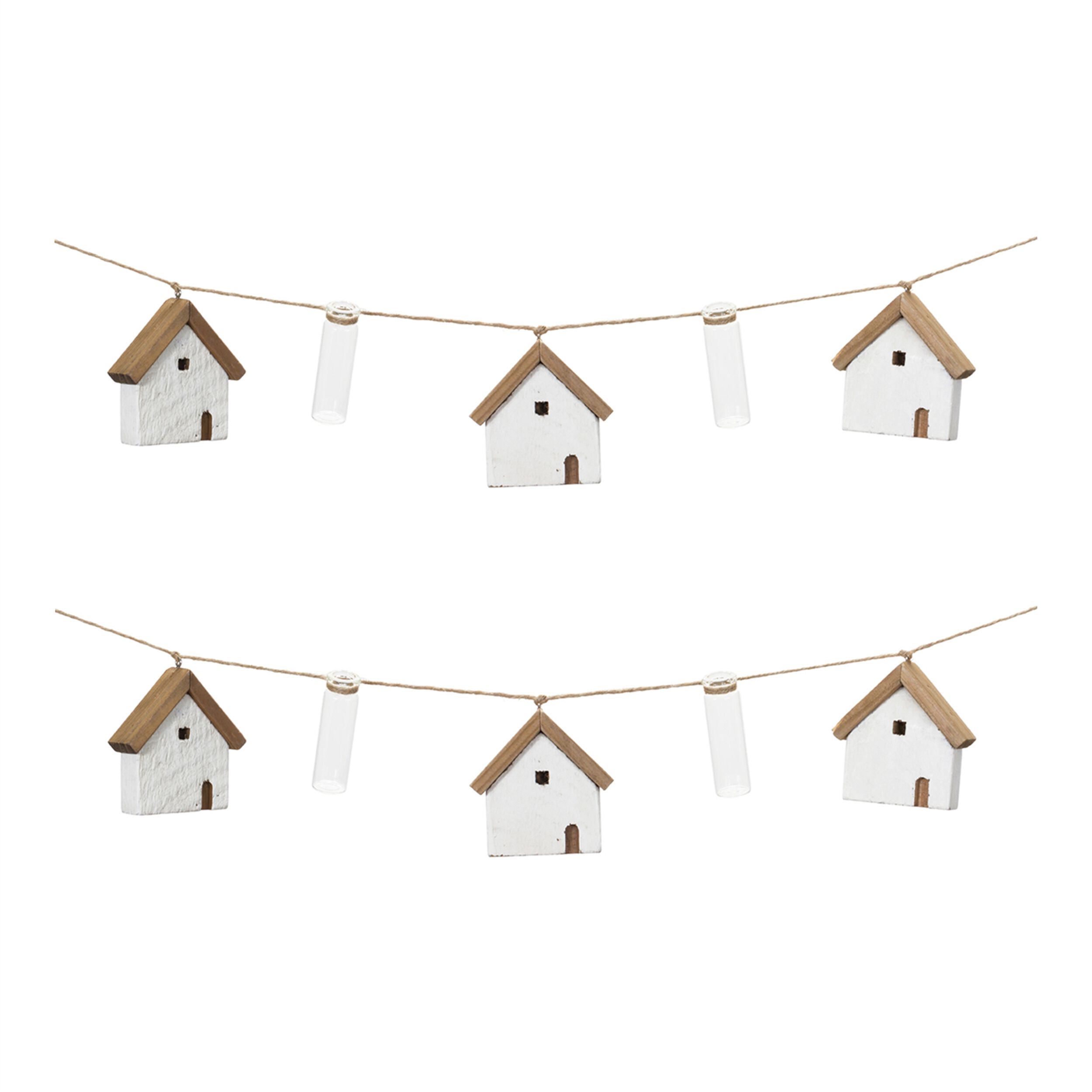 House and Tube Vase String Garland (Set of 2), WHITE GREEN BROWN, alternate image number 2