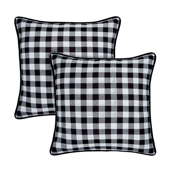 Buffalo Check Throw Pillow Covers - 18-in x 18-in - Set of Two, BLACK WHITE, hi-res image number null