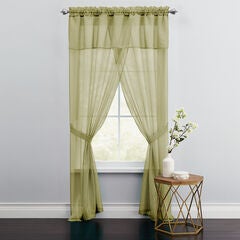 BH Studio Sheer Voile 5-Pc. One-Rod Curtain Set