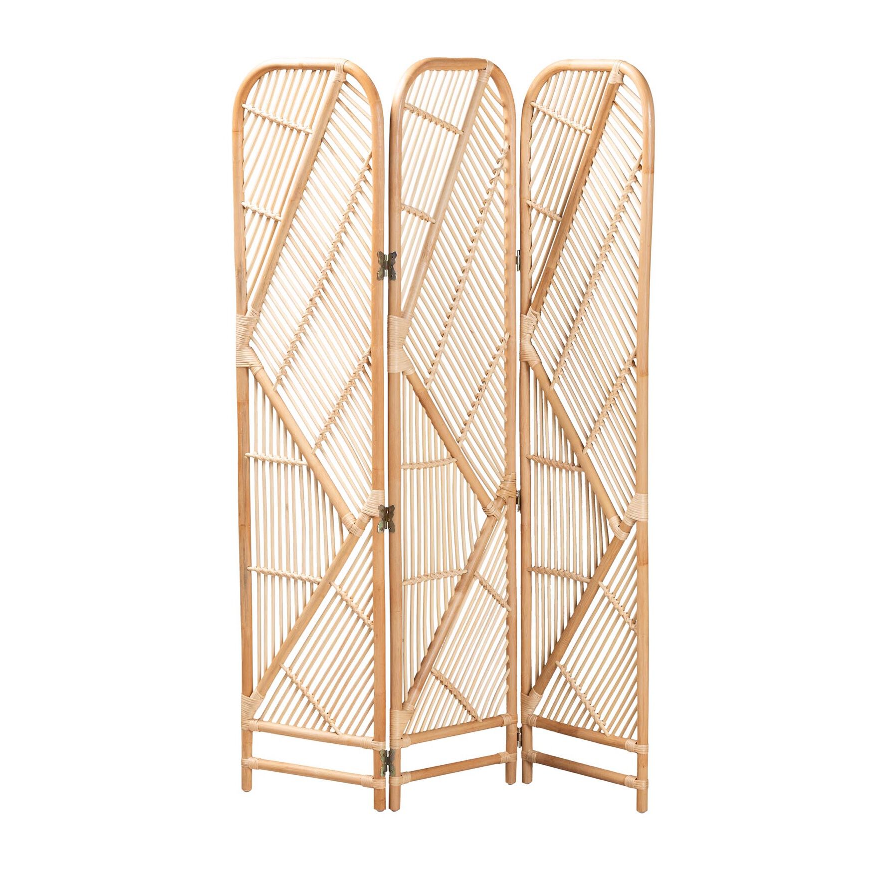 Firenze Modern Bohemian Natural Brown Rattan Room Divider, NATURAL BROWN RATTAN, hi-res image number 0
