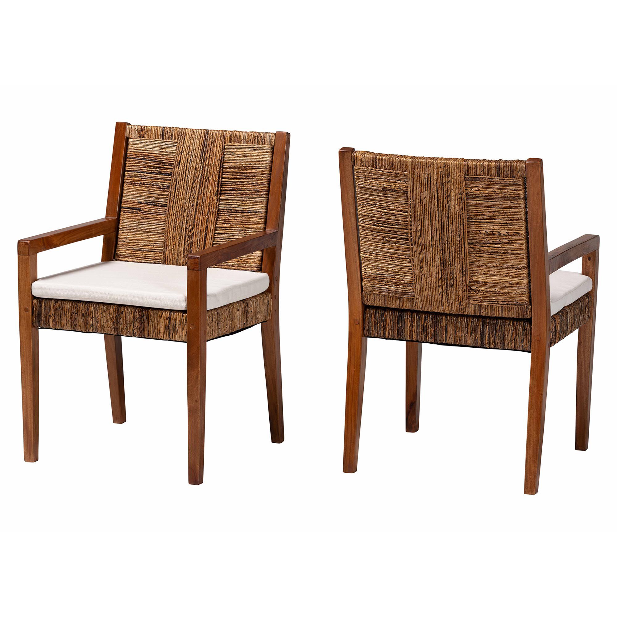 Chabela 2-Piece Handwoven Seagrass Armchairs, BROWN, alternate image number 1
