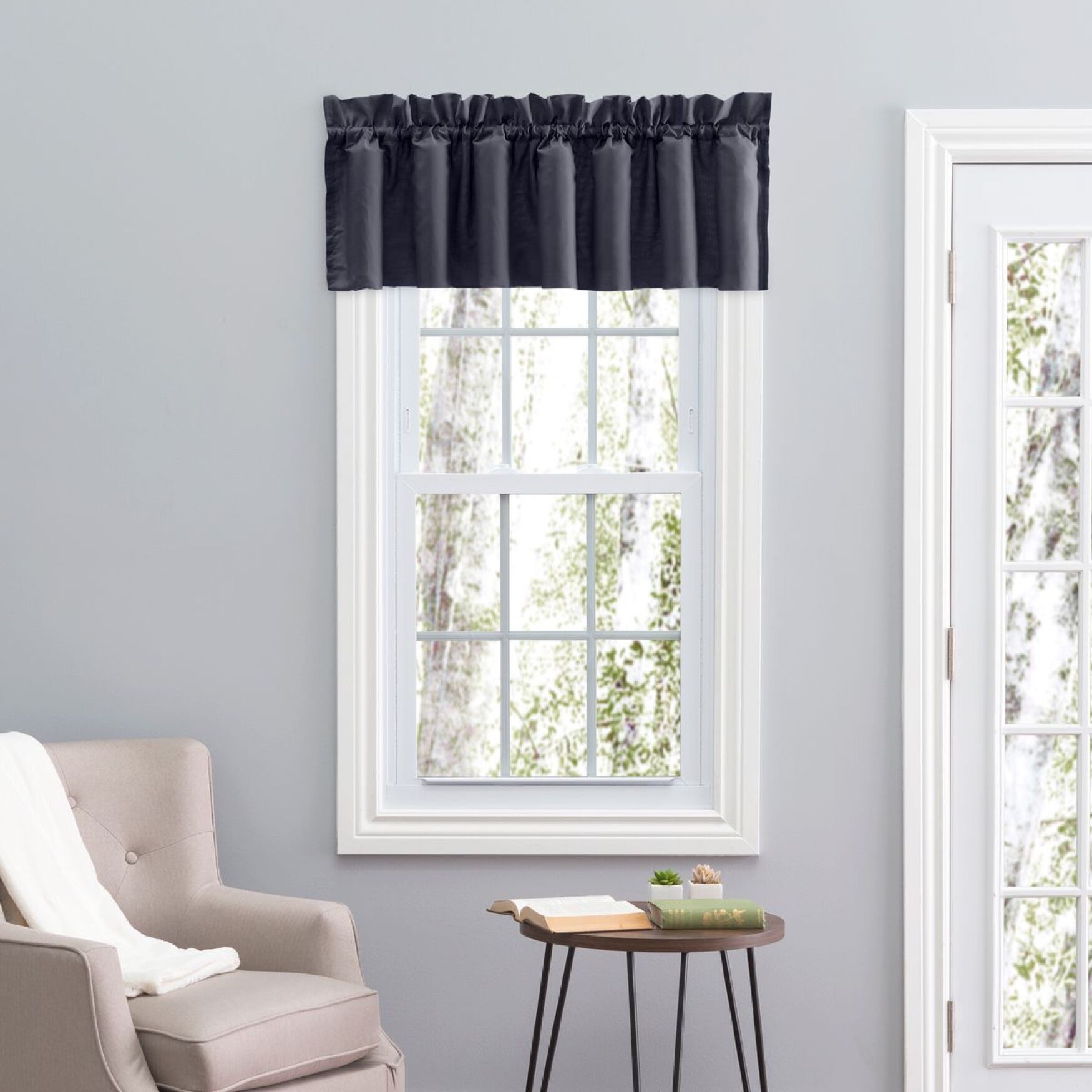 Stacey Curtain Balloon Valance, NAVY, hi-res image number 0