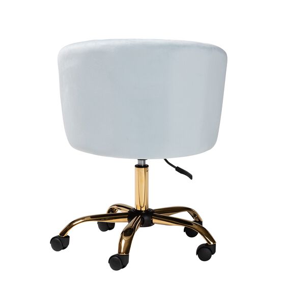 Ravenna Contemporary Glam And Luxe Aqua Velvet Fabric And Gold Metal Swivel Office Chair, , alternate image number null