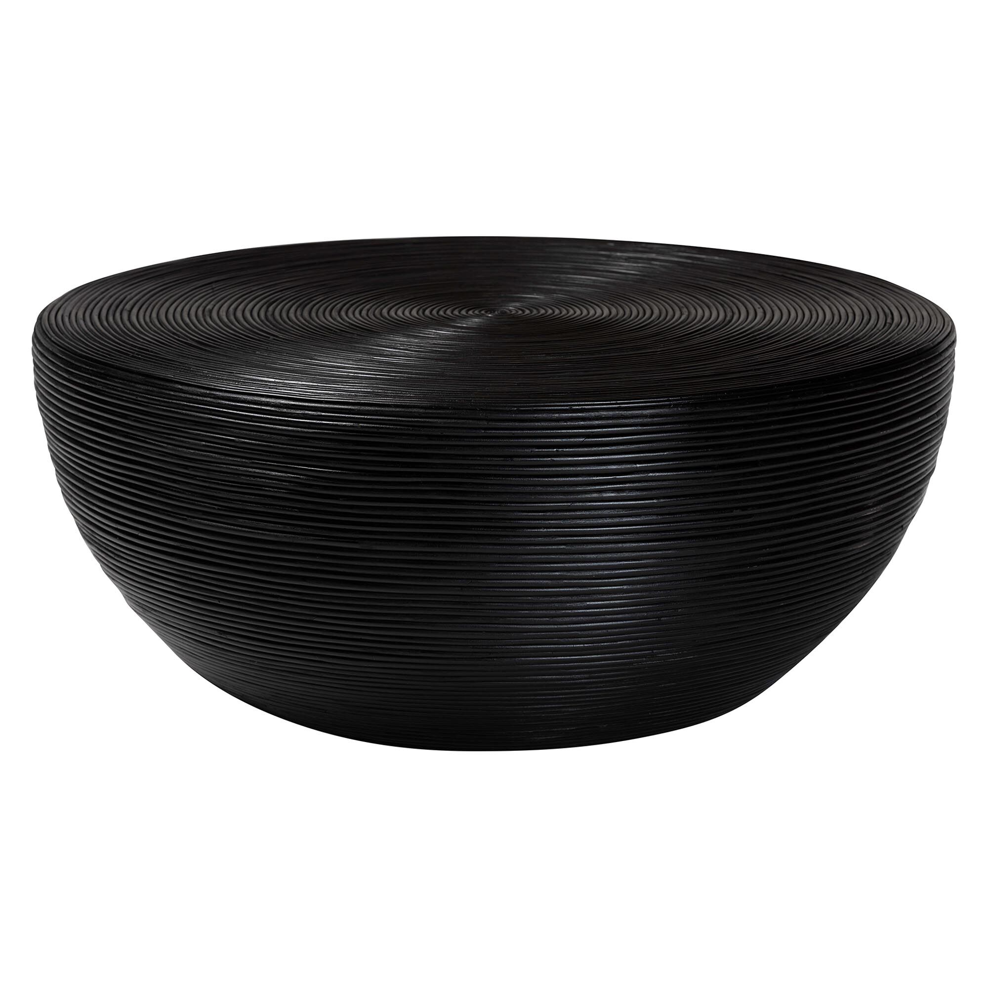 Tokyo Laminated Natural Rattan Coffee Table, Black, BROWN, alternate image number 1