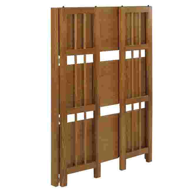 stacked bookcases in chestnut wood