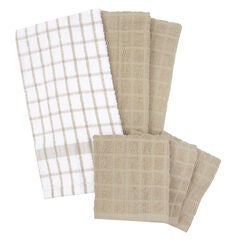 Terry Kitchen Towels And Dish Cloths, Set Of 6