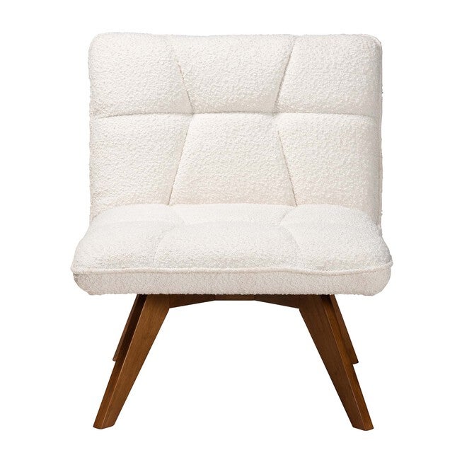 Darielle Japandi Cream Boucle Fabric And Walnut Brown Finished Rubberwood Accent Chair, , on-hover image number 1
