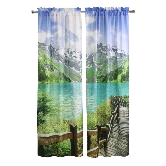 Photo Real Landscape Light Filtering Pole Top Curtain Panel Pair, , on-hover image number null