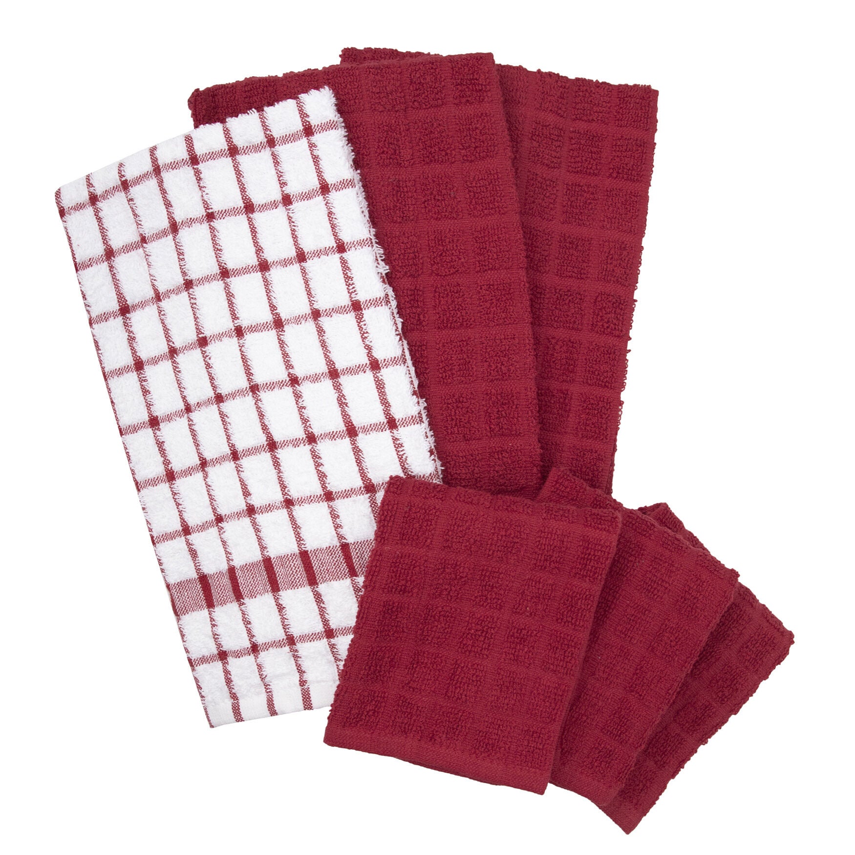 Terry Kitchen Towels And Dish Cloths, Set Of 6, PAPRIKA, hi-res image number 0
