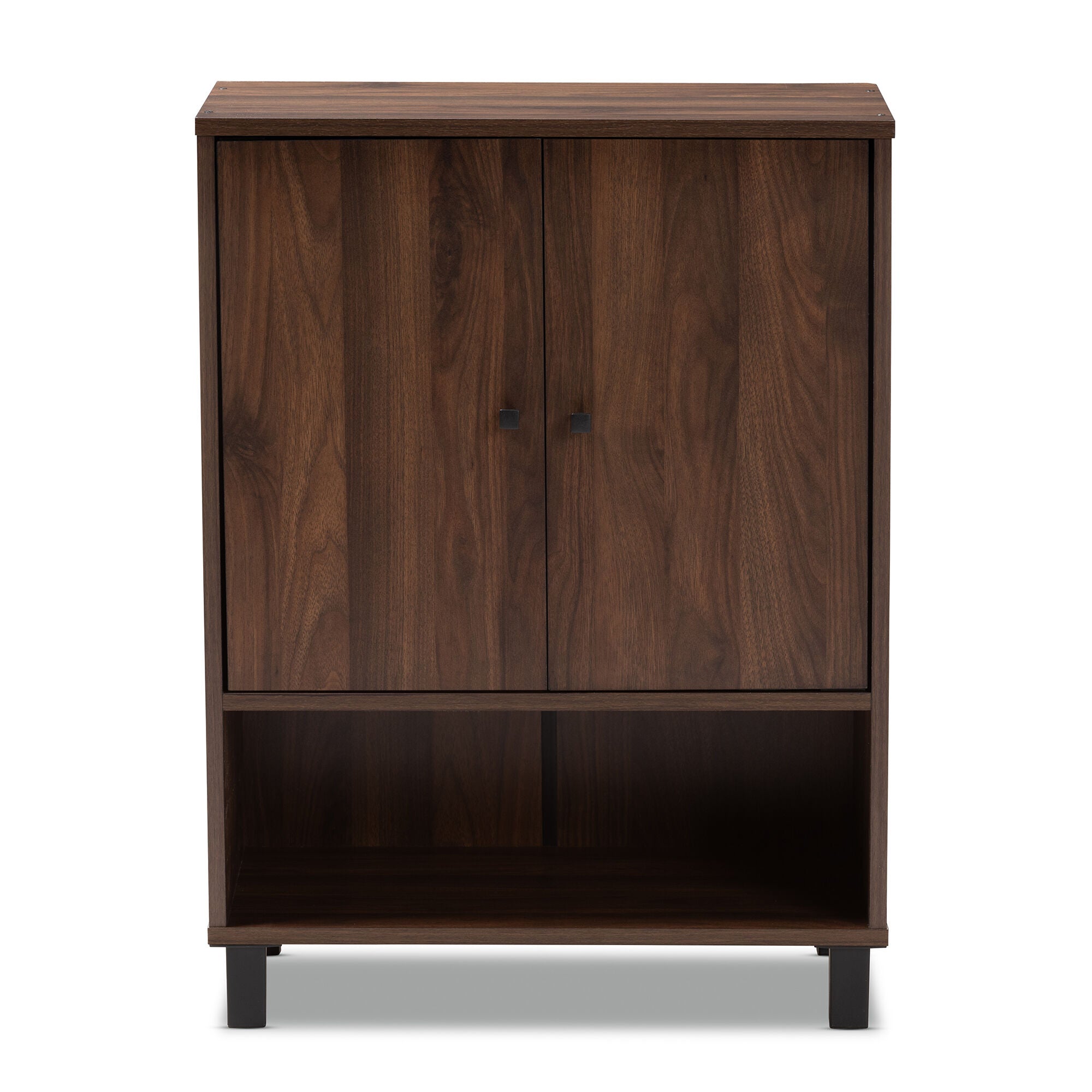 Rossin Modern and Contemporary Walnut Brown Finished 2-Door Wood Entryway Shoe Storage Cabinet, WALNUT, alternate image number 4
