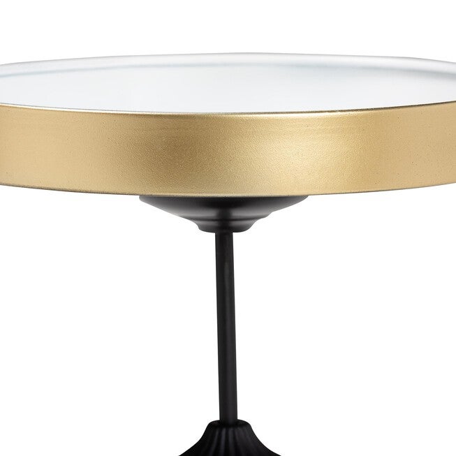 Javion Modern Glam Round Accent Side Table, BLACK, alternate image number null