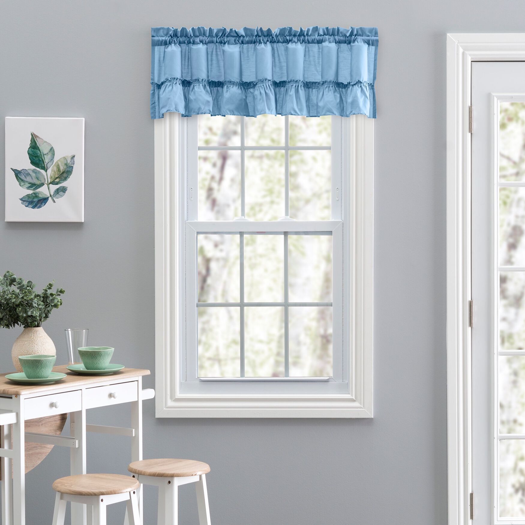 Stacey Curtain Ruffled Filler Valance, SLATE, hi-res image number 0