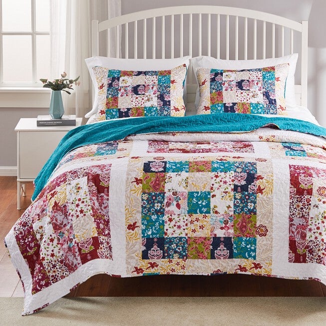 Harmony Quilt And Pillow Sham Set, TEAL, hi-res image number 0