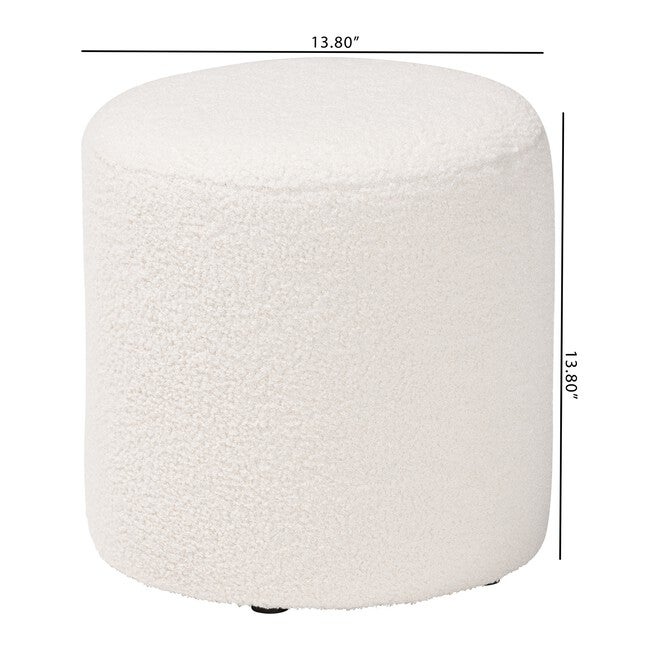 Tori Modern And Contemporary Ivory Boucle Upholstered Ottoman, , alternate image number null