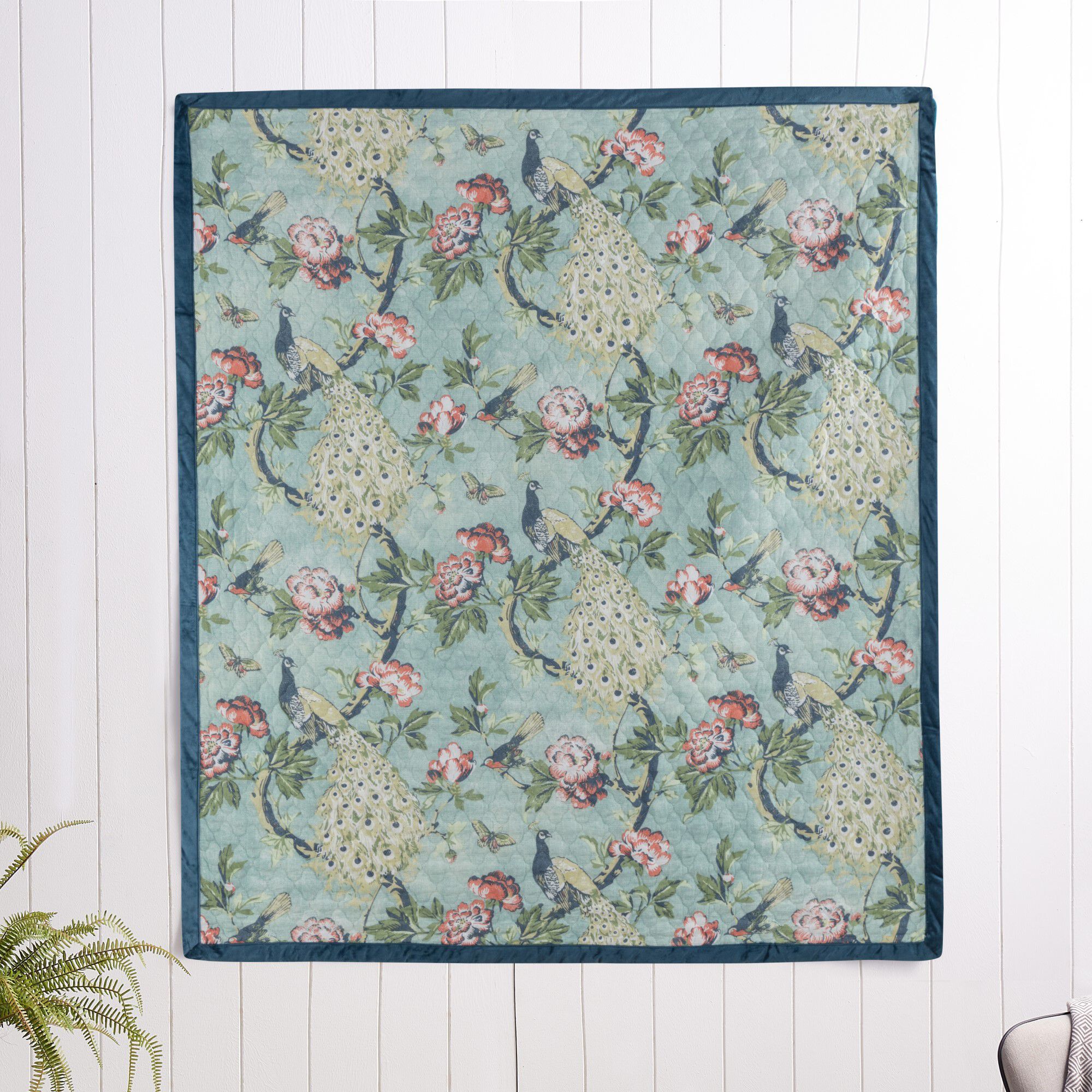 Pavona Quilted Throw Blanket, JADE, alternate image number 3