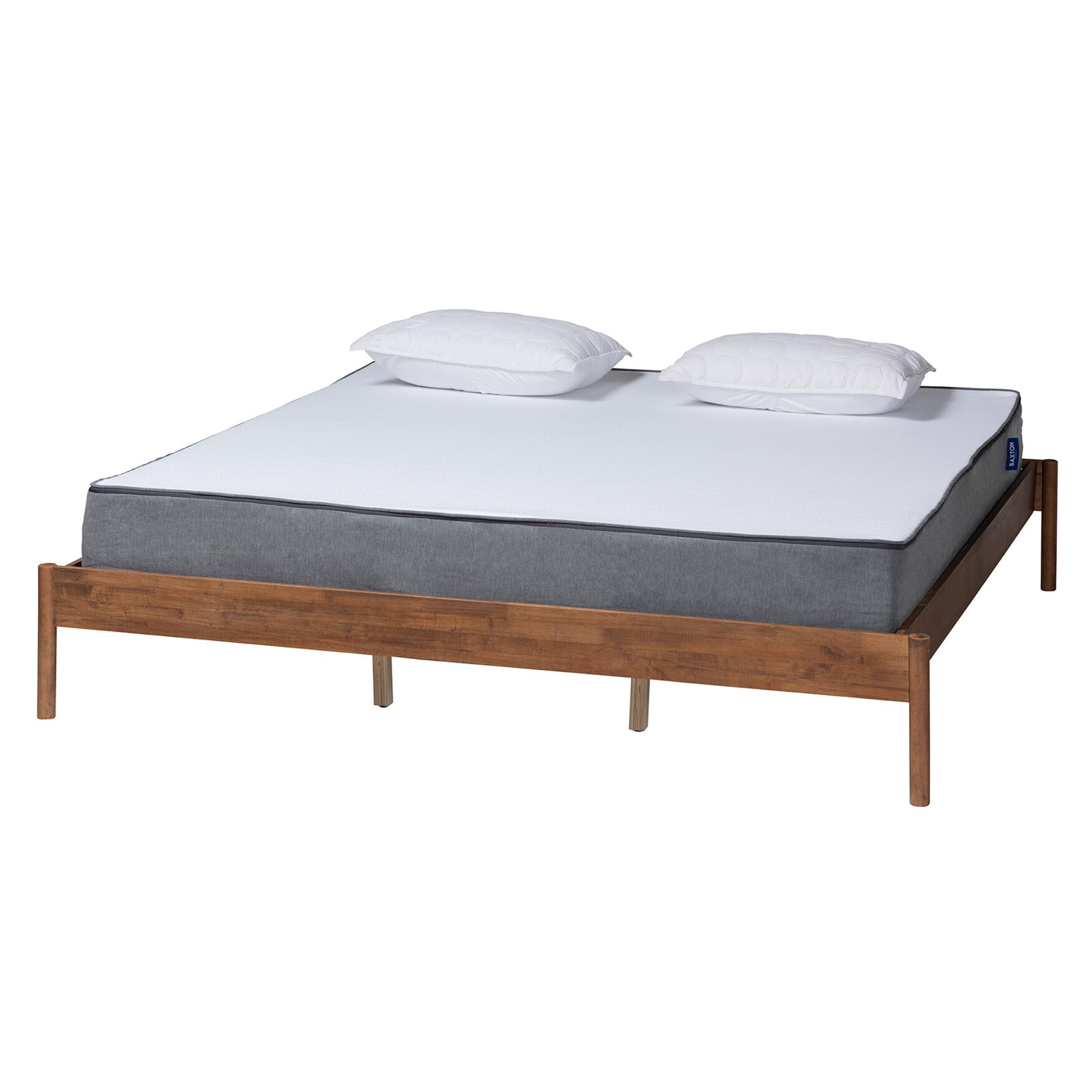 Agatis Mid-Century Modern Ash Walnut Finished Wood Bed Frame, ASH WALNUT, hi-res image number 0