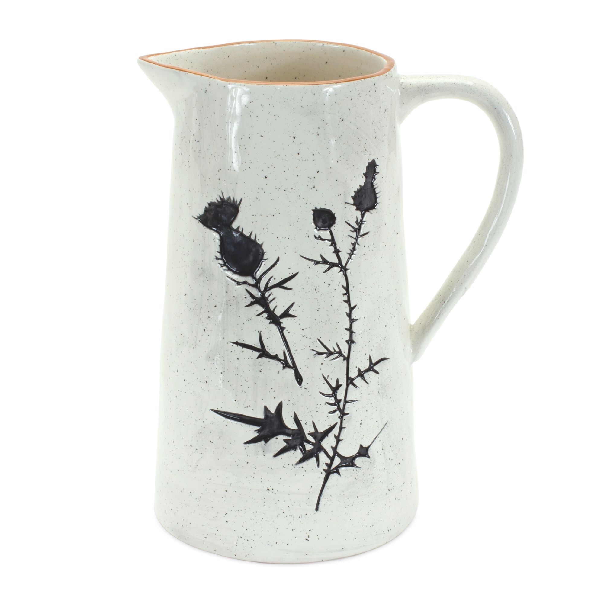 Pitcher (Set of 2) 10 inchesH Ceramic, WHITE/BLACK, alternate image number 1