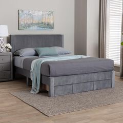 Elora Modern Pleated Velvet Queen Size Storage Bed