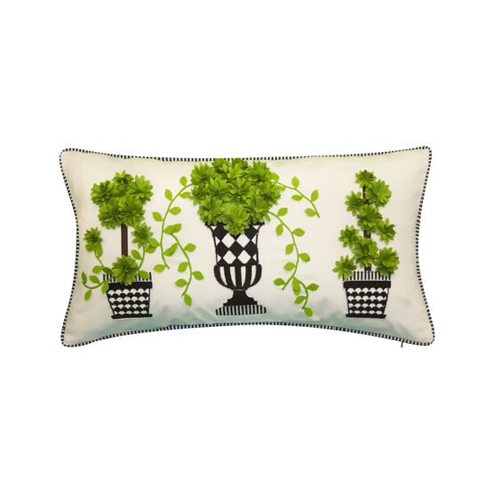 Dimensional Indoor Outdoor Potted Topiary 13X25 Decorative Pillow, GREEN, hi-res image number null