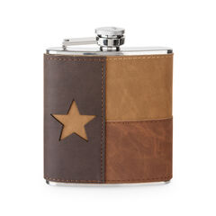 Leather Texas Stainless Steel Flag Beverage Flask