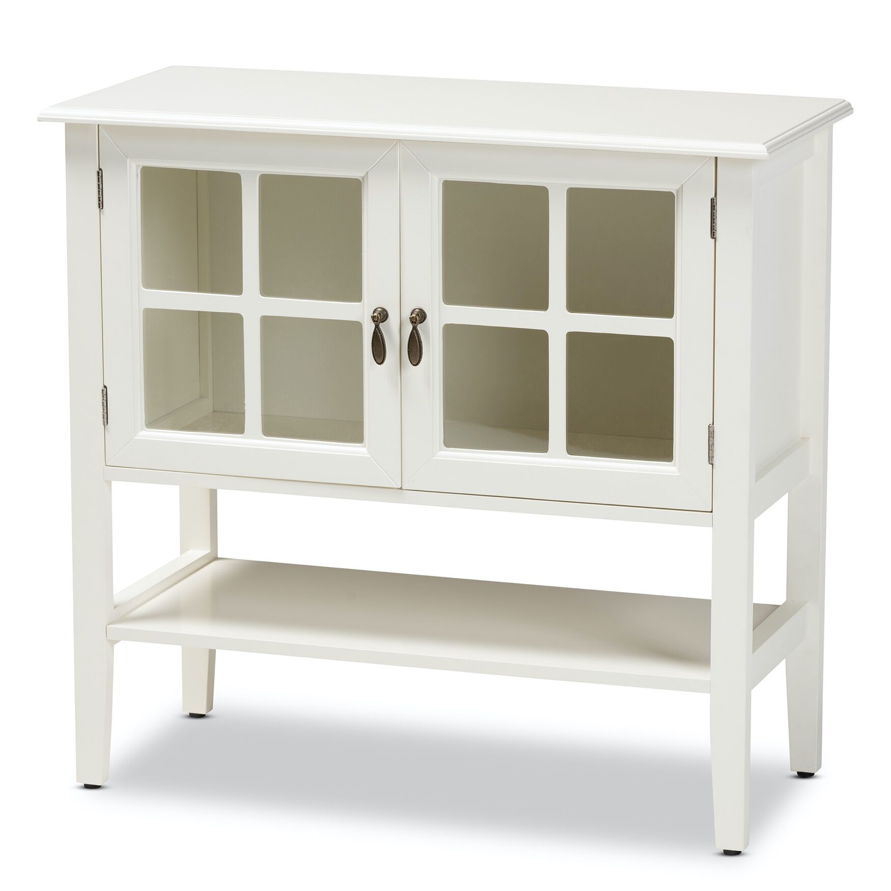 Chauncey Wood And Glass 2-Door Kitchen Storage Cabinet Furniture, WHITE, hi-res image number 0