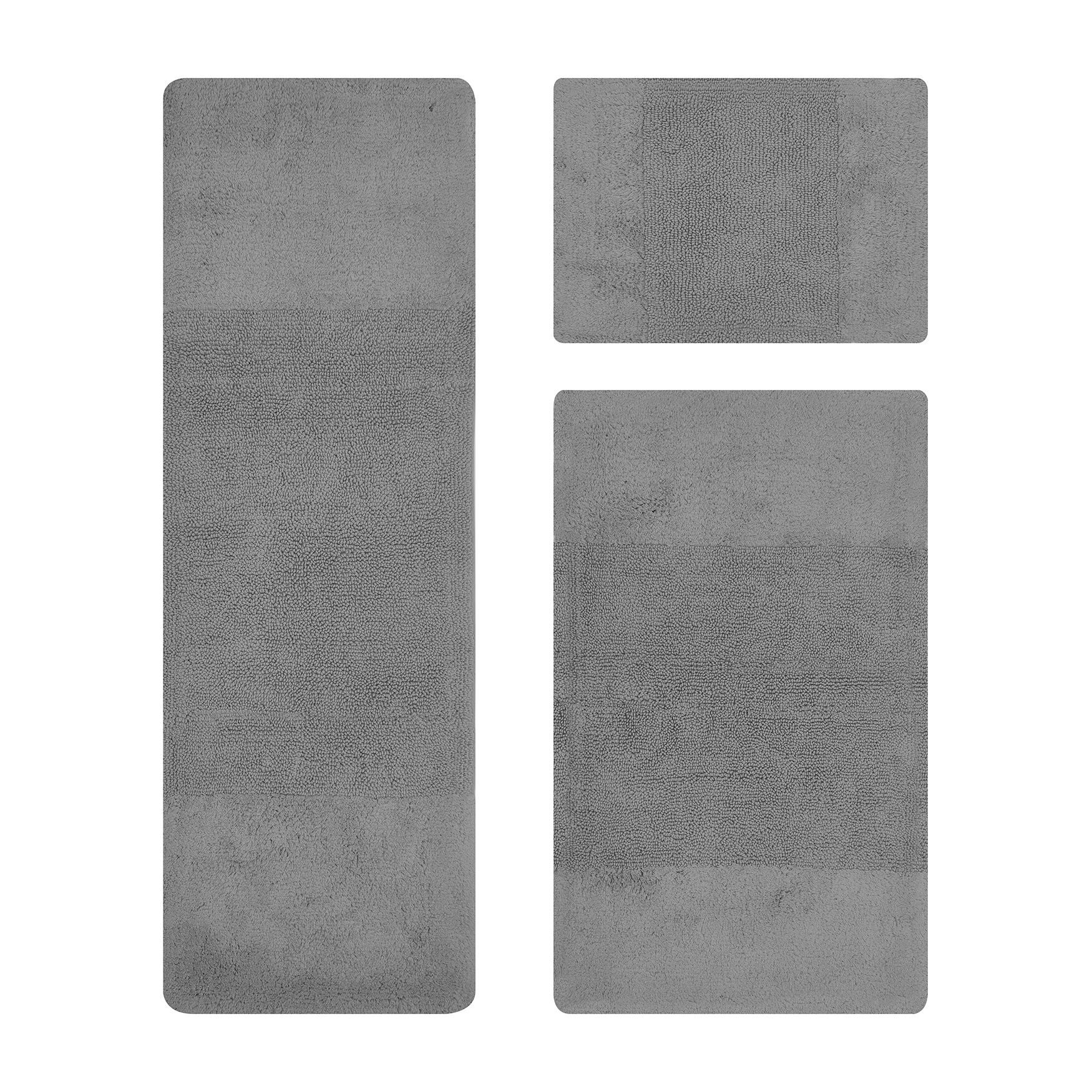 Granada Collection 100% Cotton 3 Piece (17 inches X 24 inches | 24 inches X 40 inches | 20 inches X 60 inches) Bath Rug Set, GRAY, hi-res image number 0
