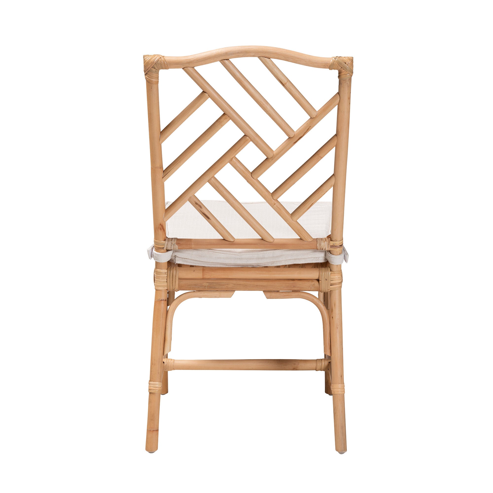 Rio Modern Bohemian Natural Brown Rattan Dining Chair, WHITE, alternate image number 5