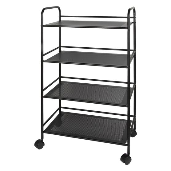 4 Tier Metal Cart With Wheels, White, , on-hover image number null