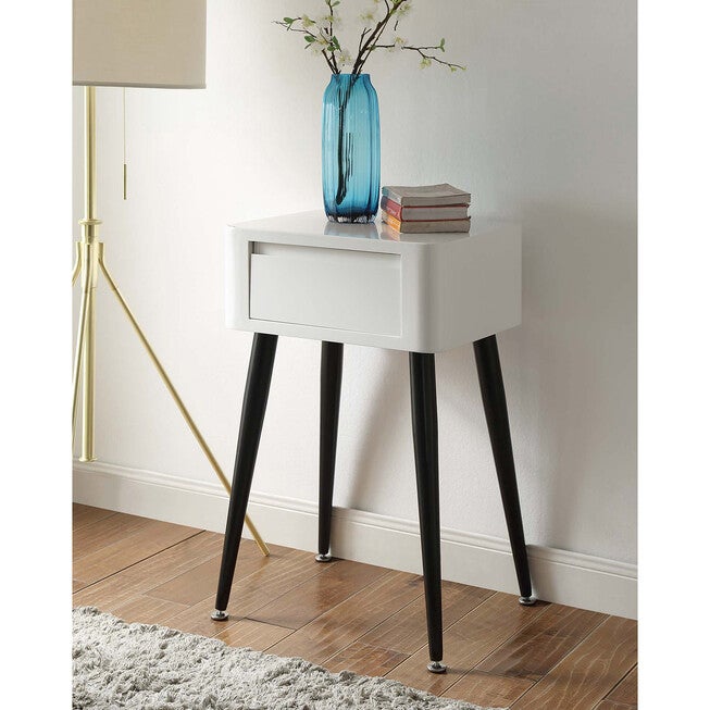 Black & White Side Table with Tall Legs , BLACK WHITE, hi-res image number 0
