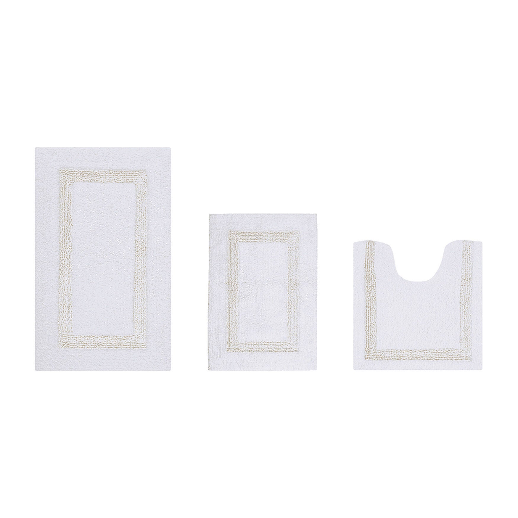 Hotel Collection 100% Cotton 3 Piece (17 inches X 24 inches | 20 inches X 20 inches | 21 inches X 34 inches) Bath Rug Set, WHITE IVORY, hi-res image number 0