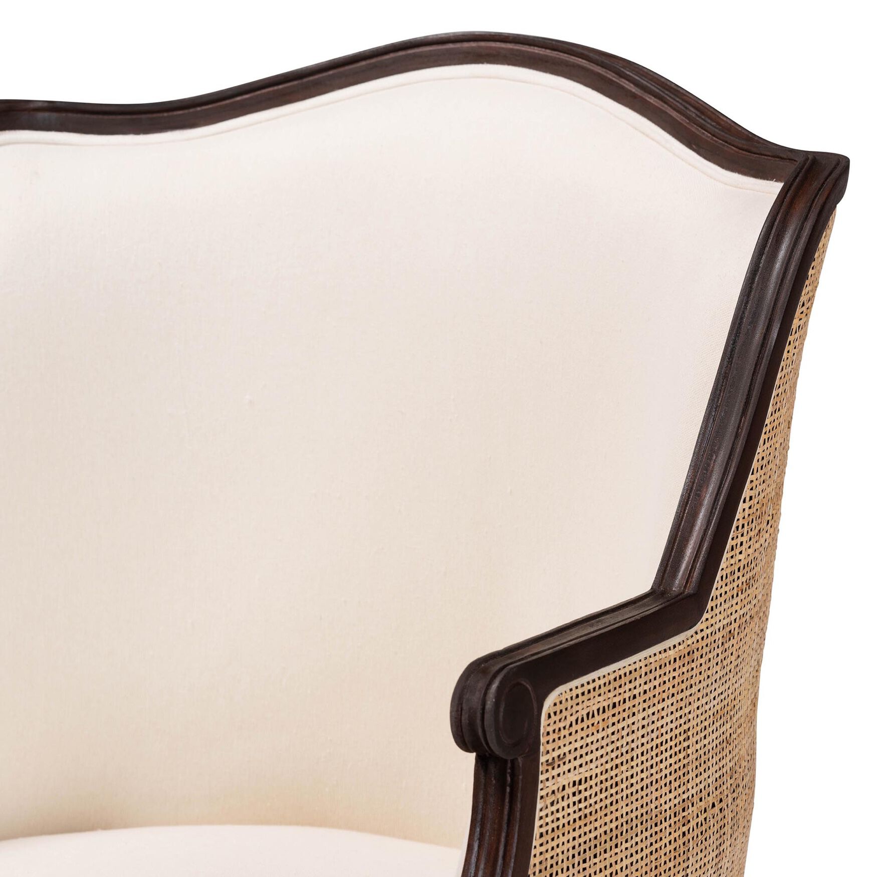 Ornella Traditional French Beige Fabric And Dark Brown Finished Wood Accent Chair, , alternate image number 4