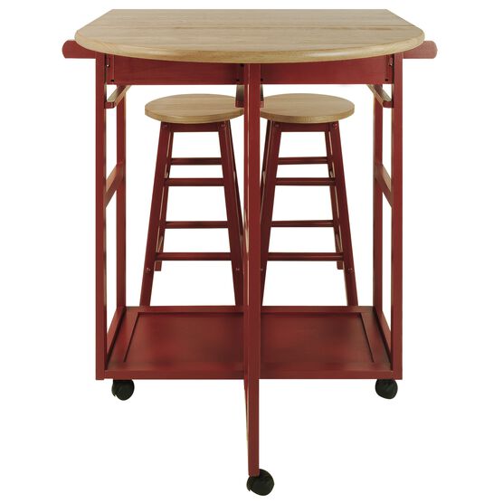 Breakfast Cart with Drop-Leaf Table-Red, , alternate image number null
