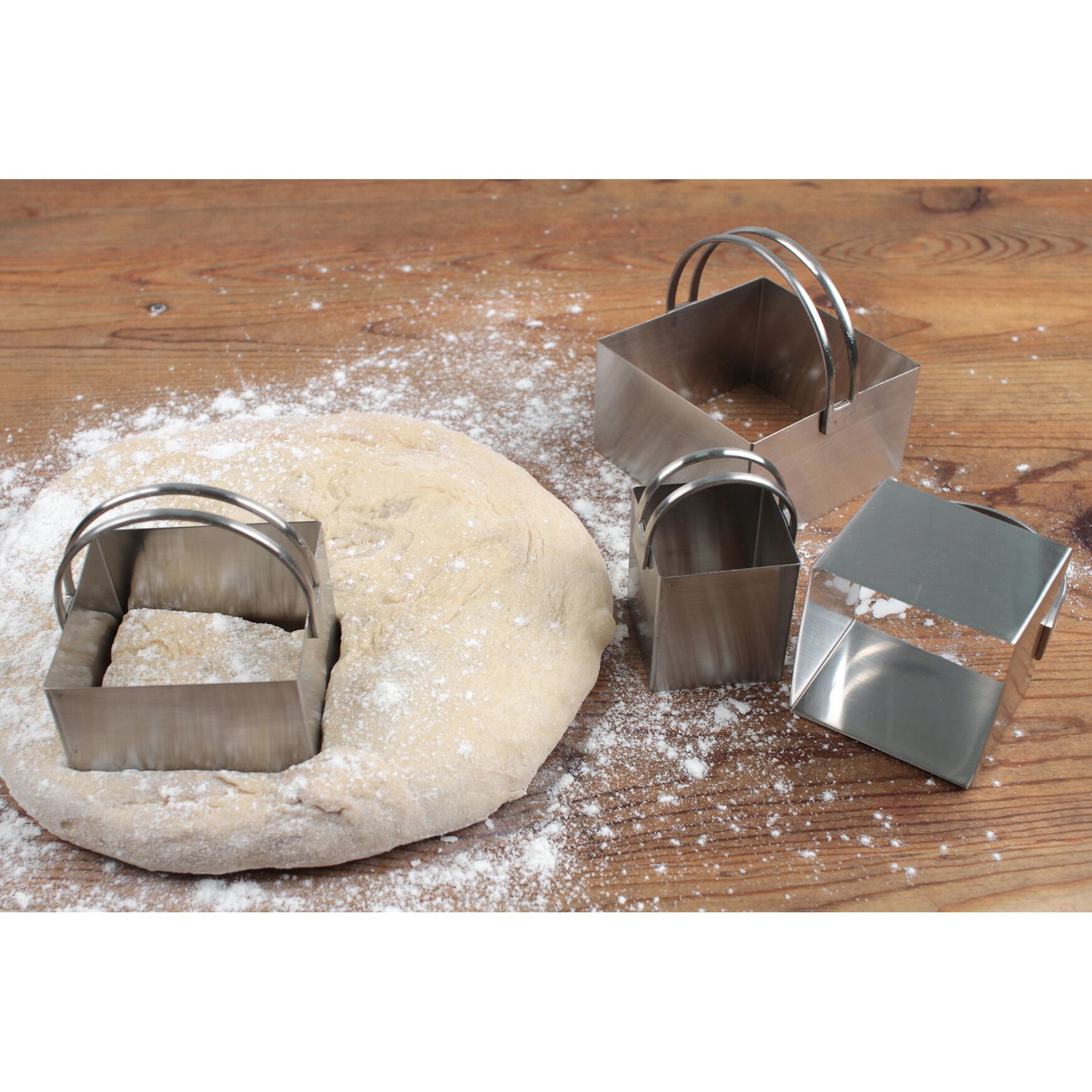 Square Stainless Steel Biscuit Cutters, Set 4, , alternate image number 4