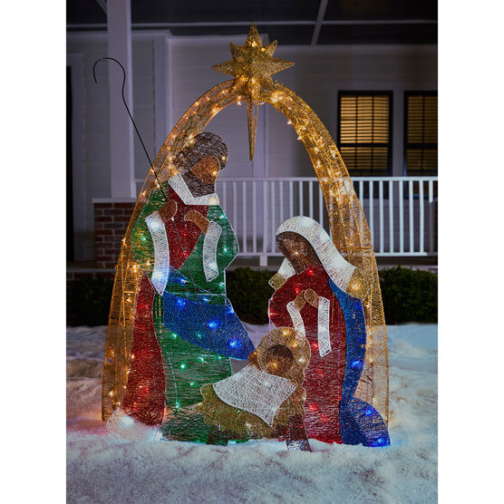 72" crystal fabric multi-colored nativity scene, MULTI, hi-res image number null