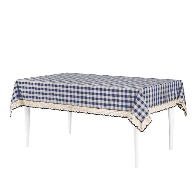 Buffalo Check Tablecloth - 60-in x 120-in, NAVY, hi-res image number null