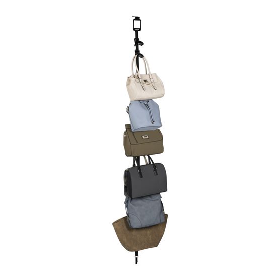 Black Storage Pursestor - Over The Door Purse Organizer - 8 Clips, BLACK, hi-res image number null