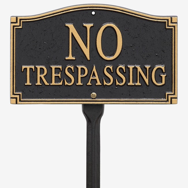 No Trespassing Statement Plaque, BLACK GOLD, hi-res image number 0