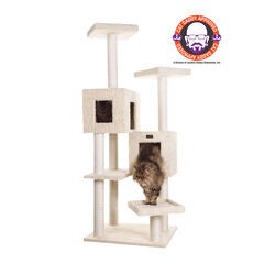 Multi-Level Real Wood Cat Tree With Two Condos Perches