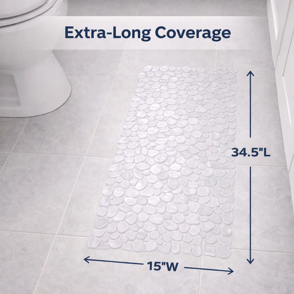 Extra Long Tub Mat With River Stones Design, , alternate image number 4