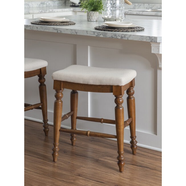 Marino Antique Walnut Counter Stool Backless Stools, , alternate image number null