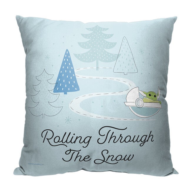 Star Wars The Mandalorian Rolling Through The Snow Printed Throw Pillow, O, hi-res image number null
