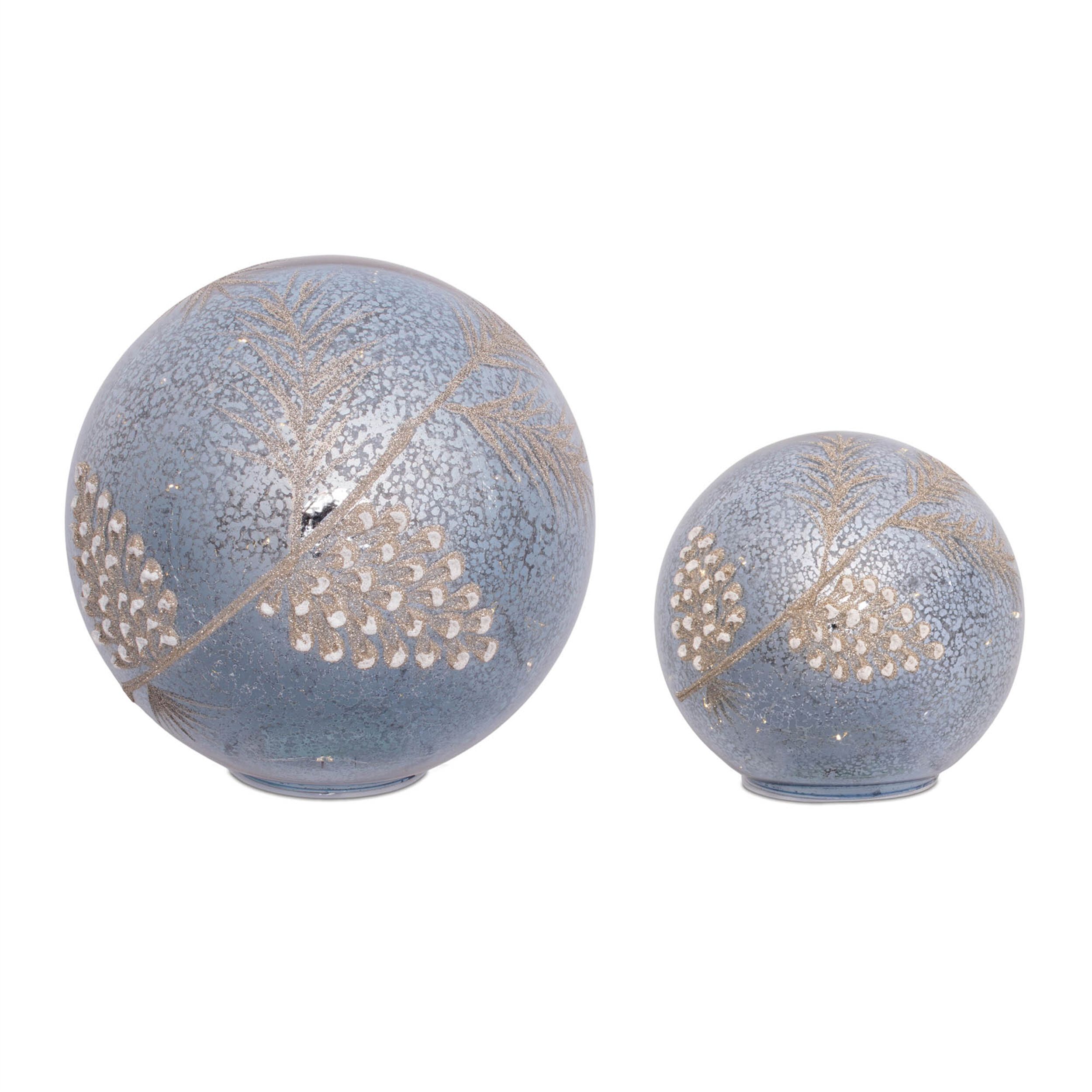 LED Pinecone Globe (Set of 2), BLUE GRAY, hi-res image number 0
