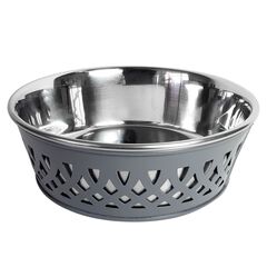 Stainless Steel Country Farmhouse Dog Bowl Gray 30 oz