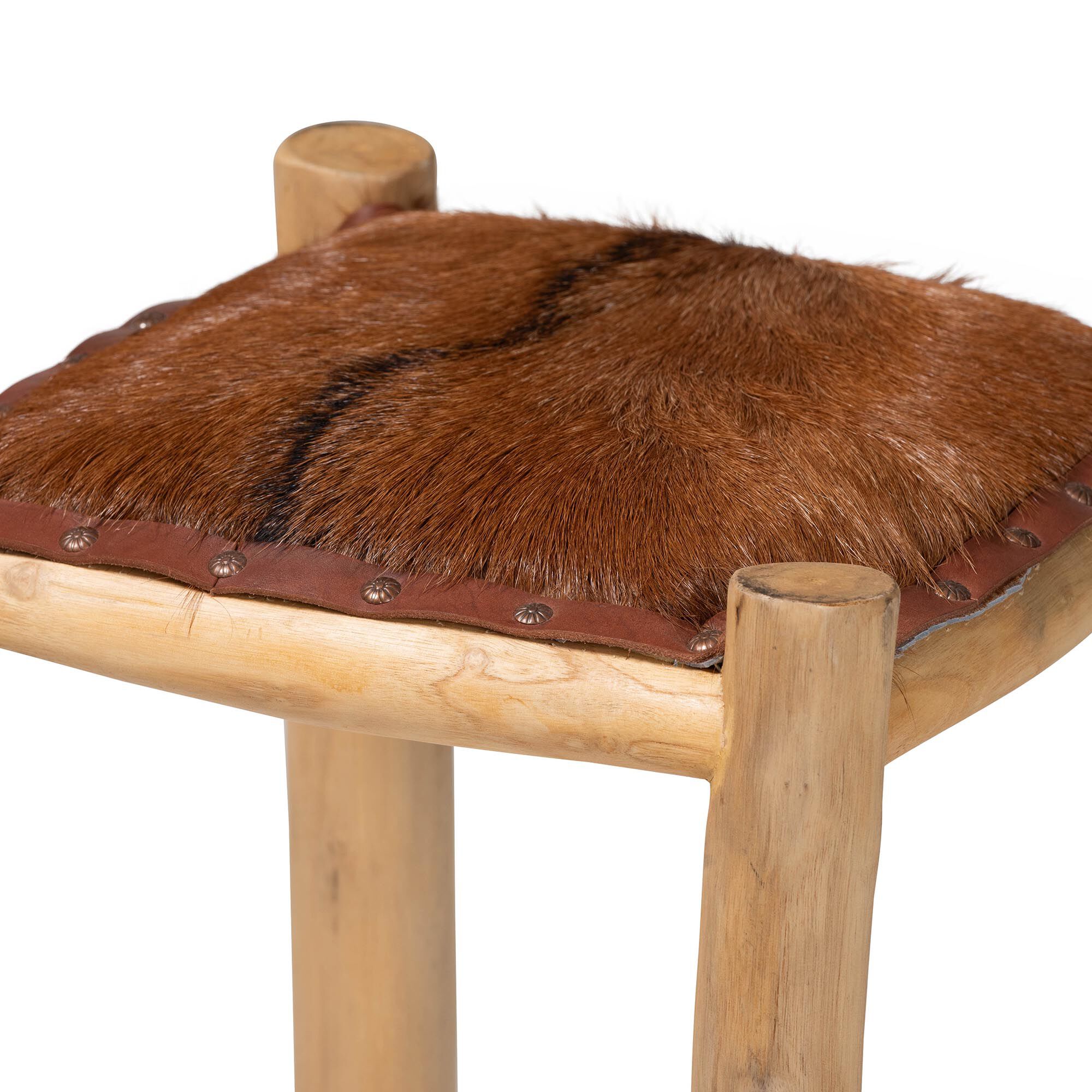 Rivera Genuine Goat Leather Counter Stool, BROWN, alternate image number 3