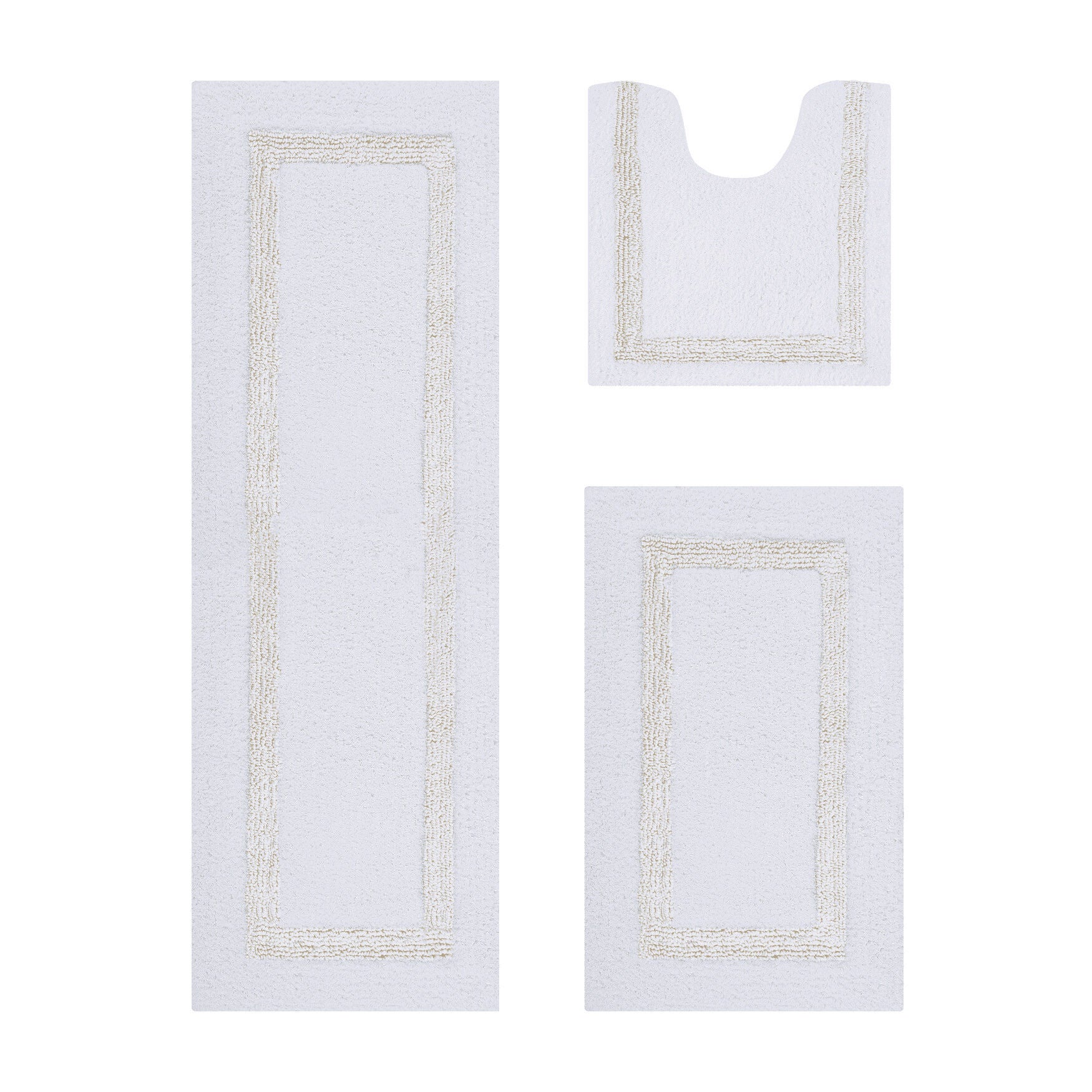 Hotel Collection 100% Cotton 3 Piece (20 inches X 20 inches | 21 inches X 34 inches | 20 inches X 60 inches) Bath Rug Set, WHITE IVORY, hi-res image number 0