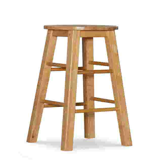 Wooden counter stool with round seat and four legs