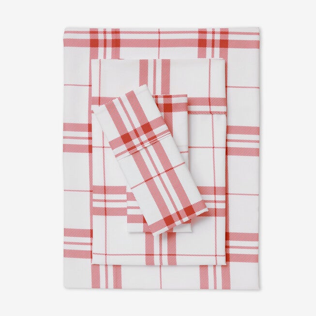 Plaid Printed Sheet Set, PAPRIKA, hi-res image number null