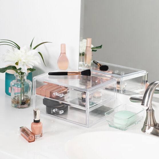 Acrylic Clearly Chic 2 Drawer Stackable Cosmetic Organizer, , on-hover image number null