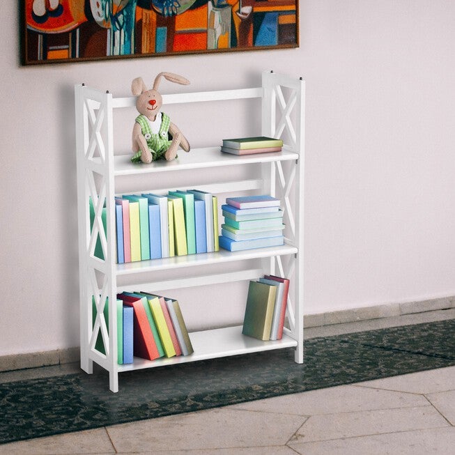 Montego 3-Shelf Folding Bookcase - White, , alternate image number null