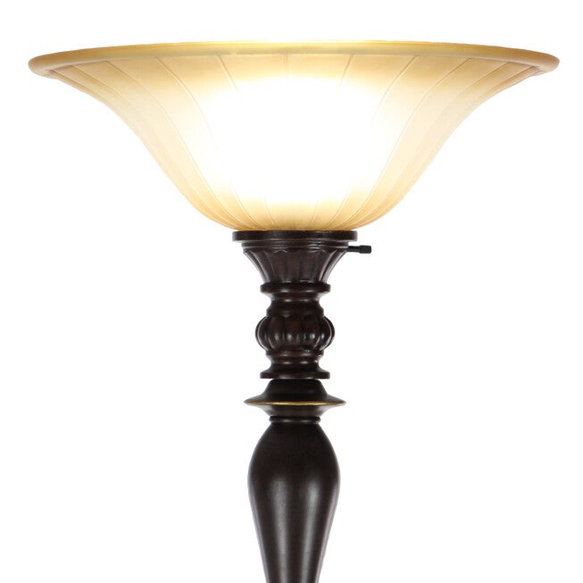 Brown Tempered Glass Torchiere Floor Lamp, , alternate image number null